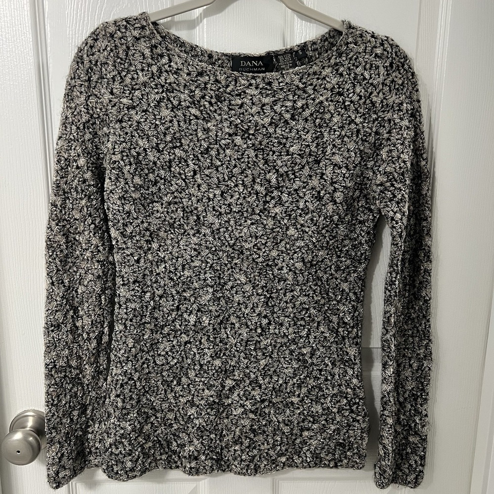 Dana Buchman Sweater Mohair Viscose Knit Chic Marled Boat Neck Pullover Small